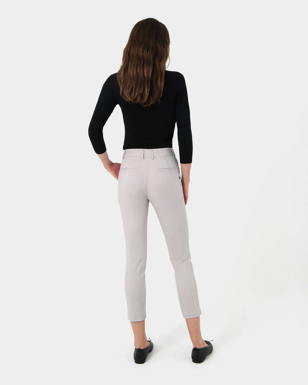 Safira High-Waist Trousers in grey — back view