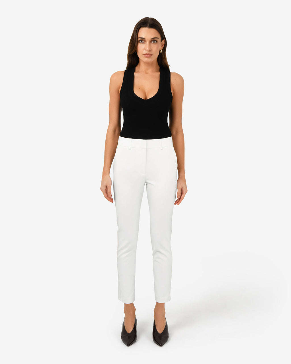 Safira High-Waist Trousers in ivory — full-length view
