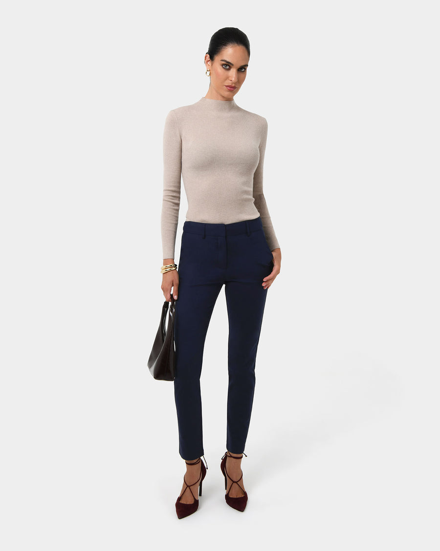 Safira High-Waist Trousers in navy — full-length view