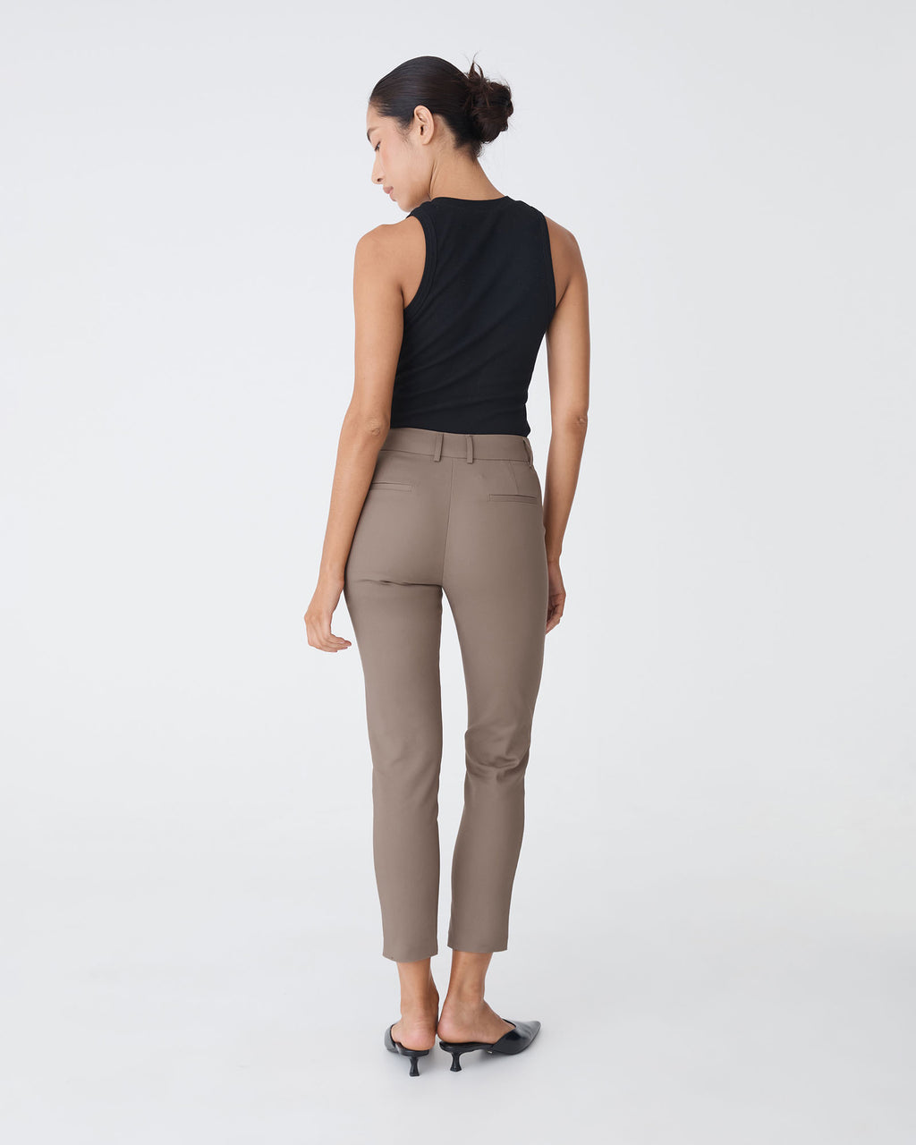 Safira High-Waist Trousers in walnut — back view
