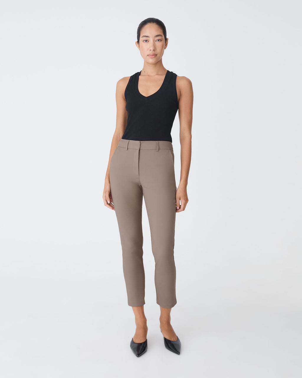 Safira High-Waist Trousers in walnut — full-length view