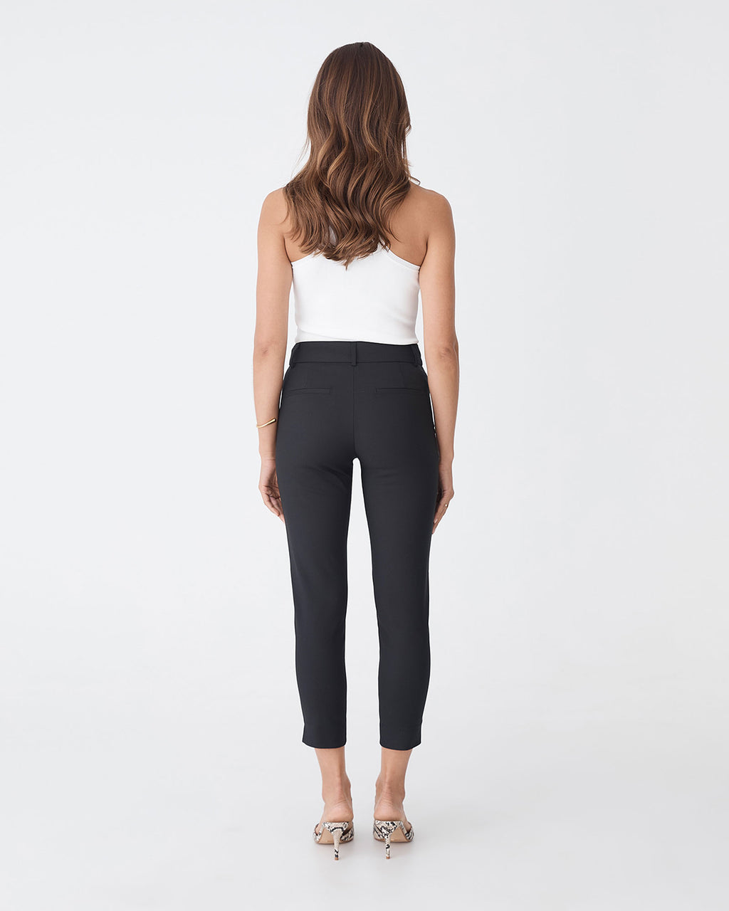 Josie 2 Cropped Notch Pants in black — back view