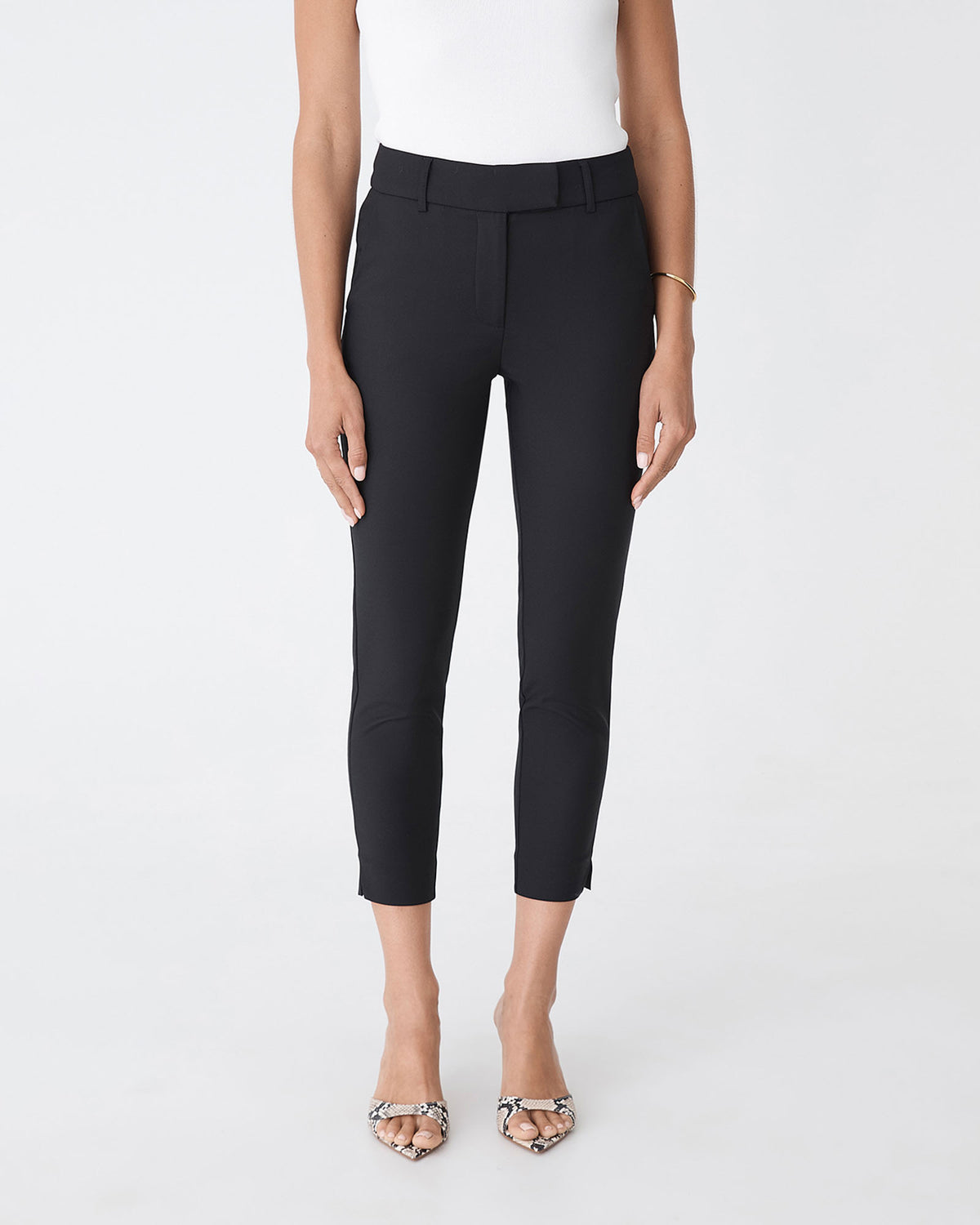 Josie 2 Cropped Notch Pants in black — close-up view