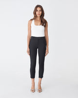 Josie 2 Cropped Notch Pants in black — full-length view