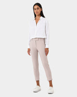 Josie 2 Cropped Notch Pants in light grey — full-length view