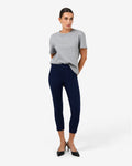 Josie 2 Cropped Notch Pants in navy — full-length view