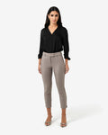 Josie 2 Cropped Notch Pants in stone — full-length view