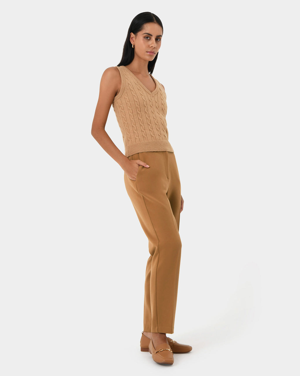 Finnley Slim Trousers in tan — side view 2