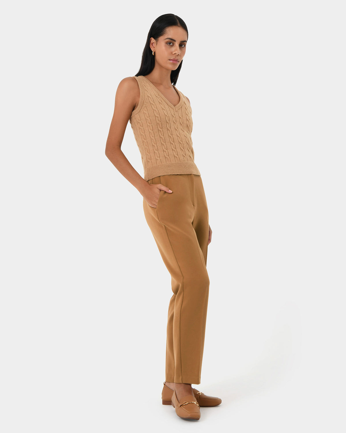 Finnley Slim Trousers in tan — side view 2