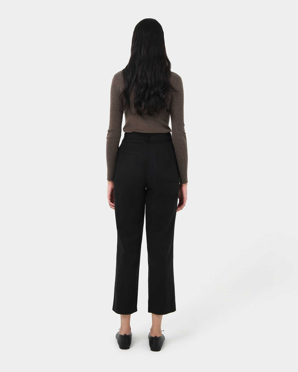 Mazzy Cotton Belted Trousers in black — back view