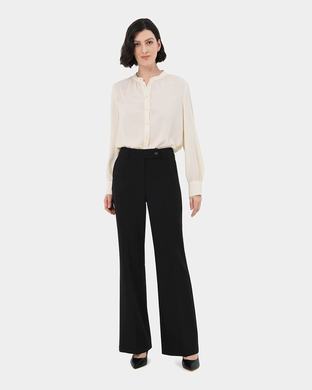 Teena Flare Pants in black — full-length view