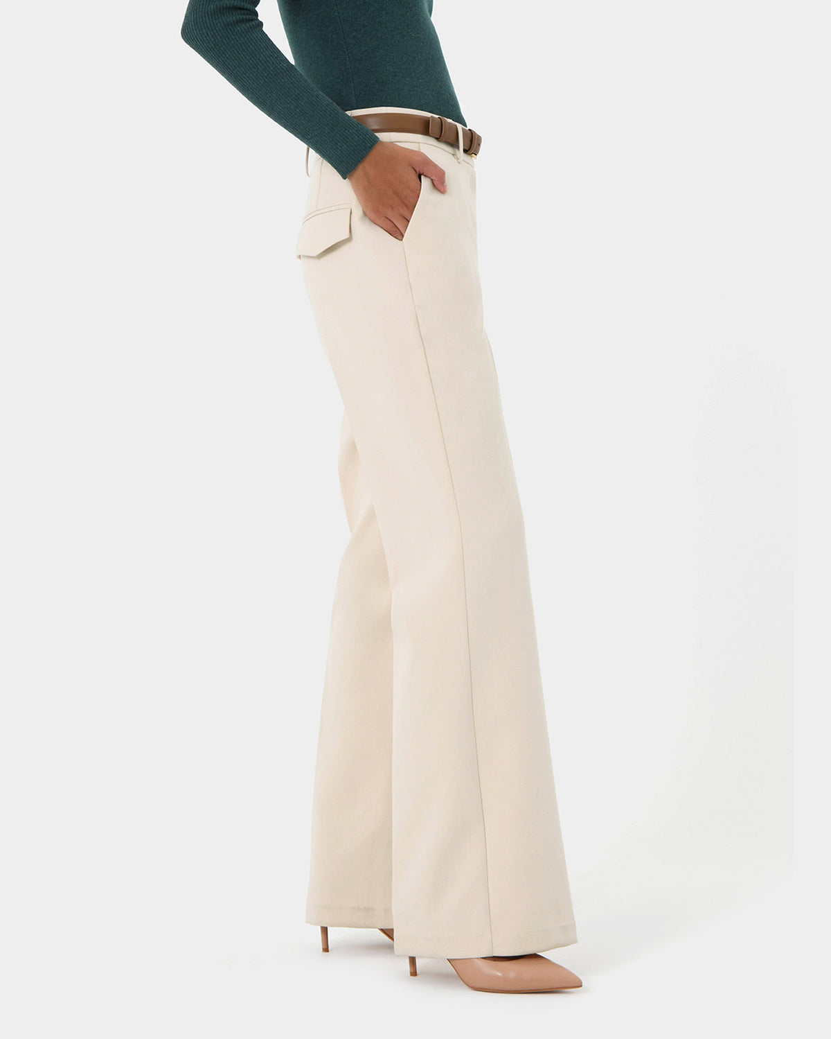 Teena Flare Pants in vanilla — side view 2