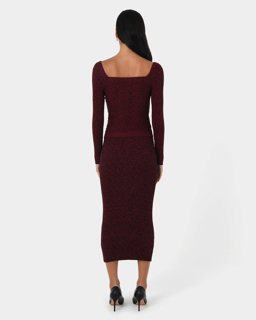Cienna Knit Skirt in ruby — back view