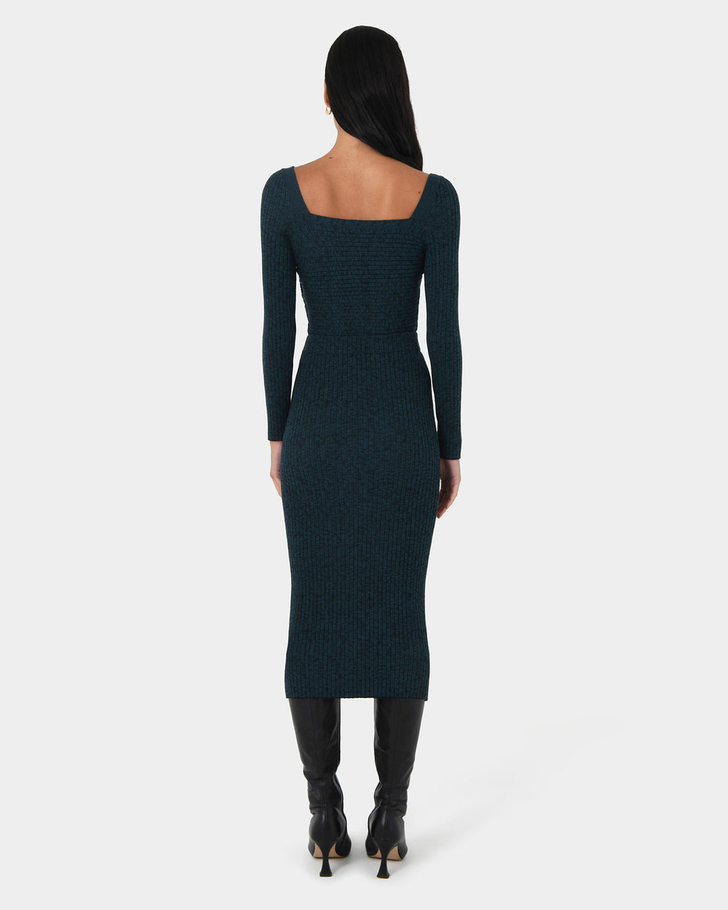 Cienna Knit Skirt in teal — back view