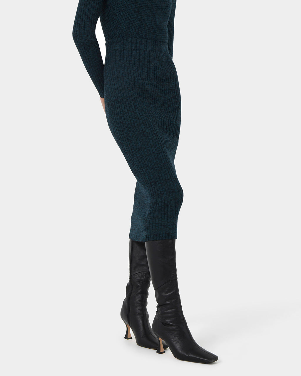 Cienna Knit Skirt in teal — close-up view 2