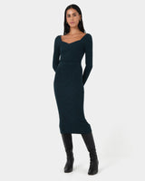Cienna Knit Skirt in teal — full-length view