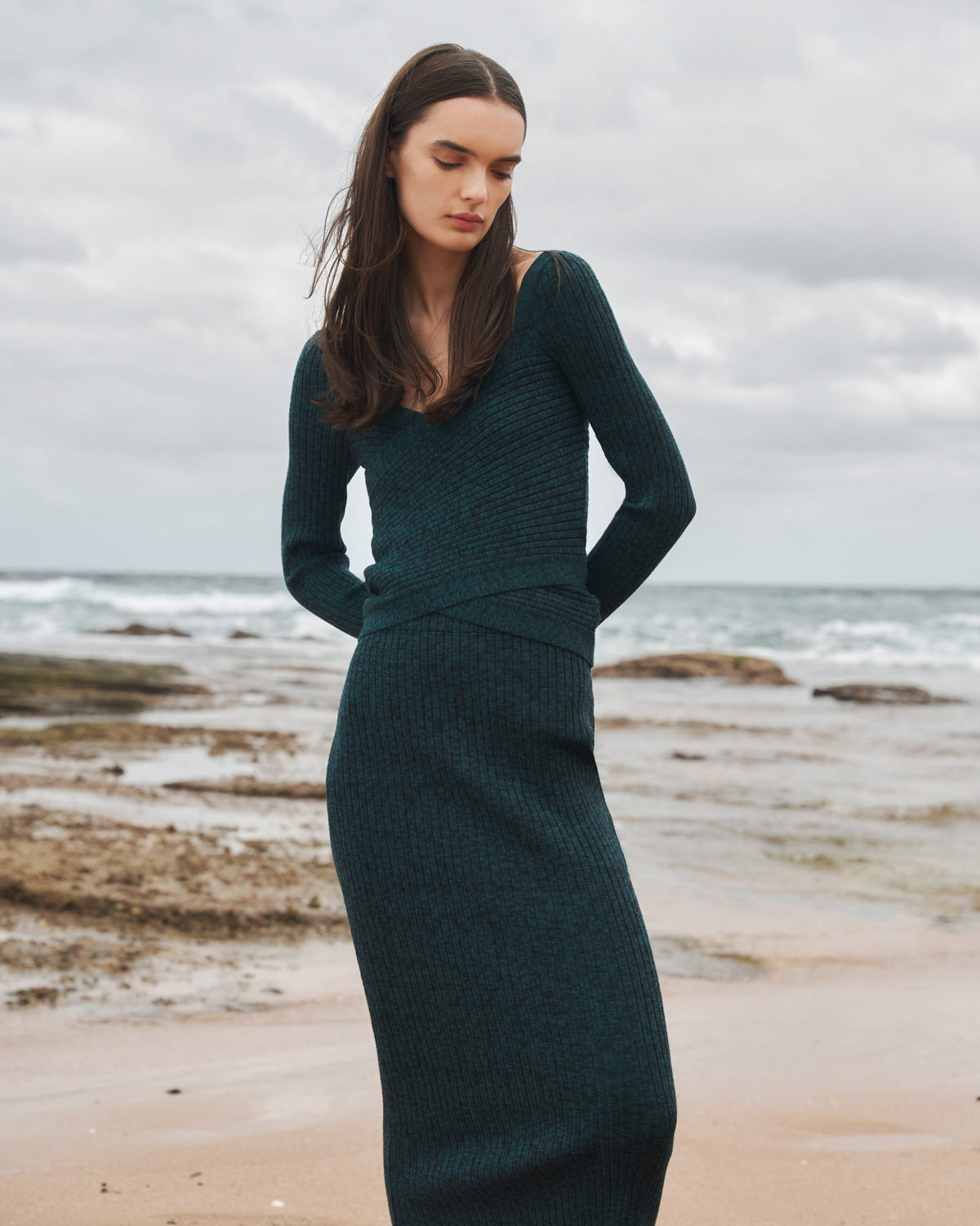 Cienna Knit Skirt in teal — alternate view