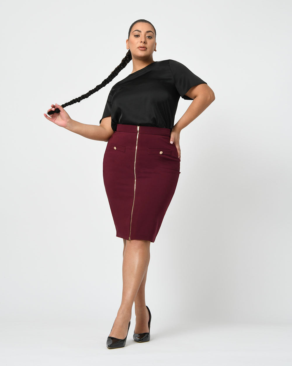 Eryn Front Zip Pencil Skirt