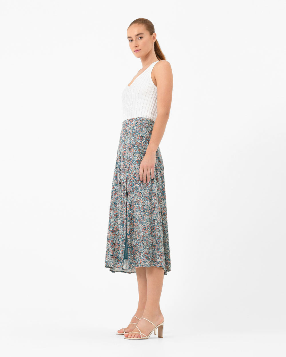 Cielo Printed Midi Skirt in multi — side view