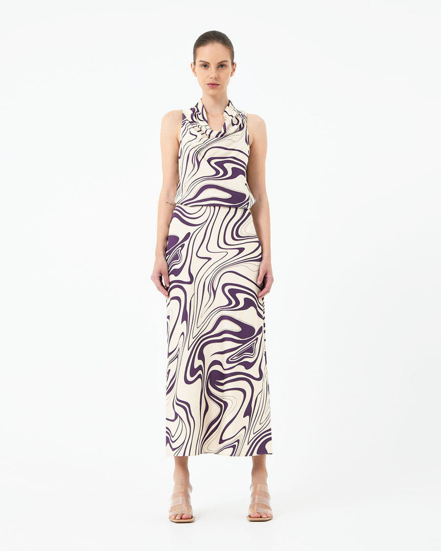 Gaia Printed Satin Skirt