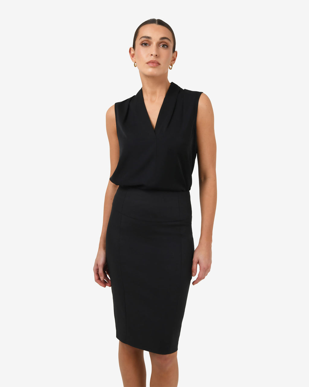 Safira Pencil Skirt in black — close-up view