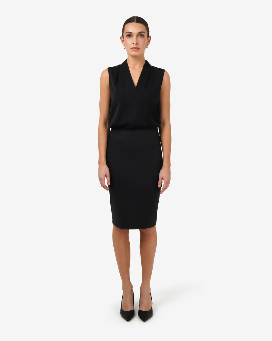 Safira Pencil Skirt in black — full-length view