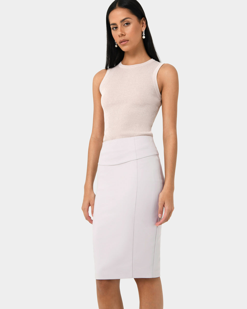 Safira Pencil Skirt in grey — close-up view