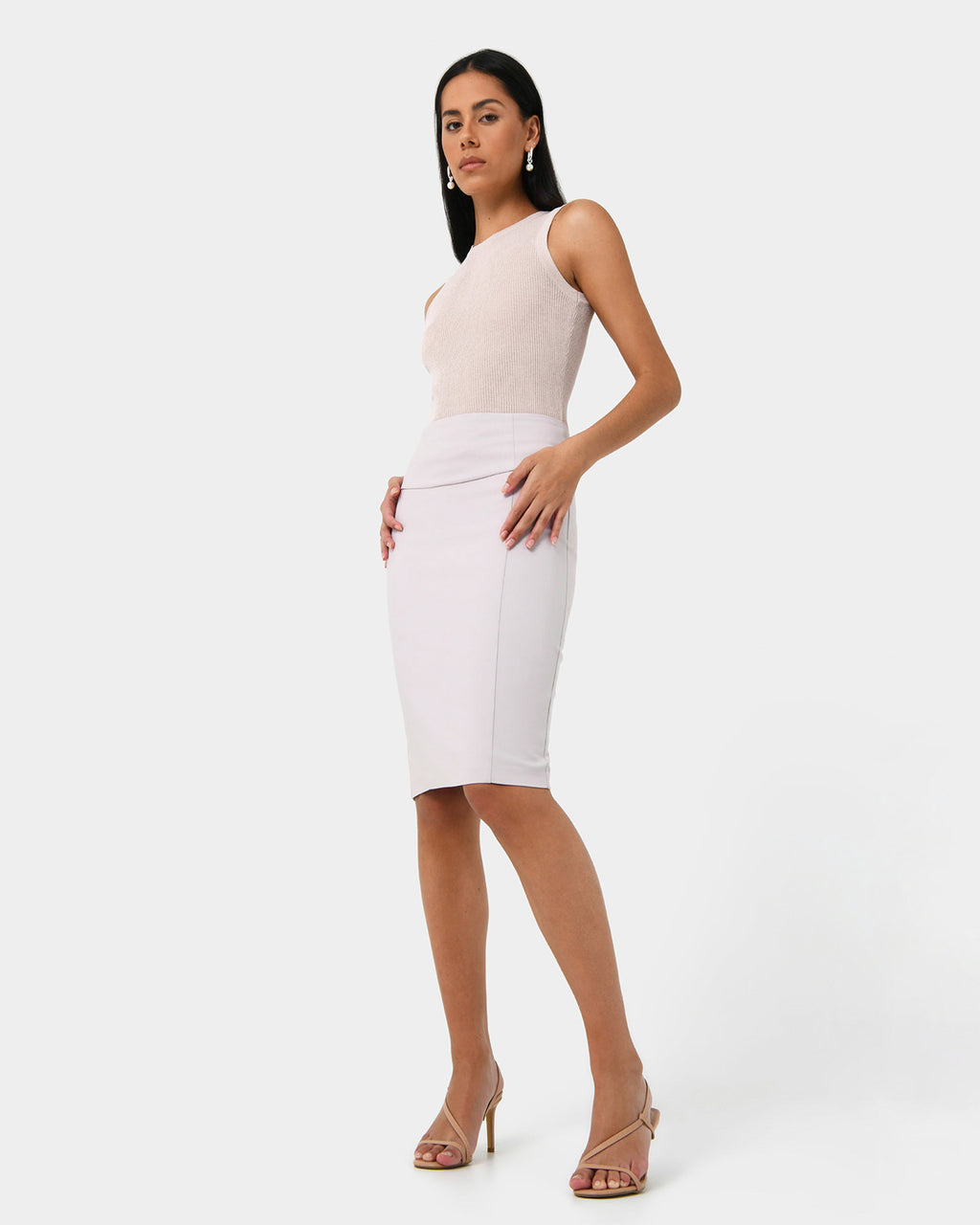Safira Pencil Skirt in grey — side view