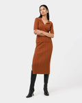 Manhattan Knit Skirt in rust — full-length view