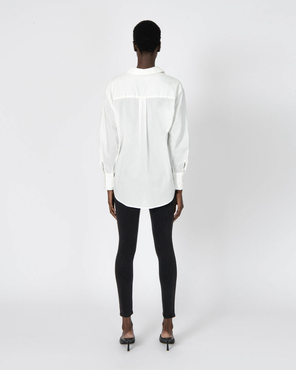 Heather Oversized Shirt in ivory — back view