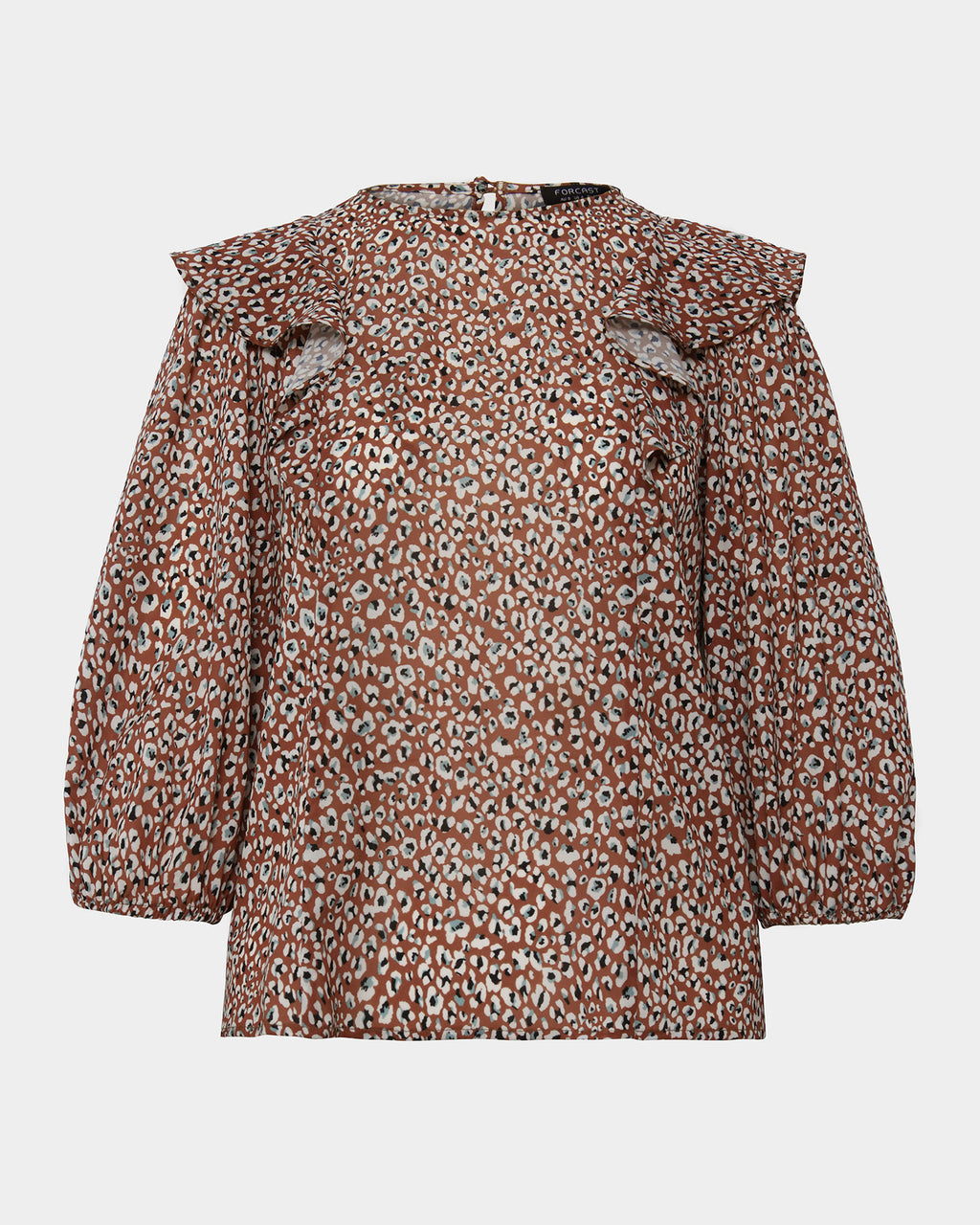 Chelsea Frill Detail Top in rustic brown — product-only view