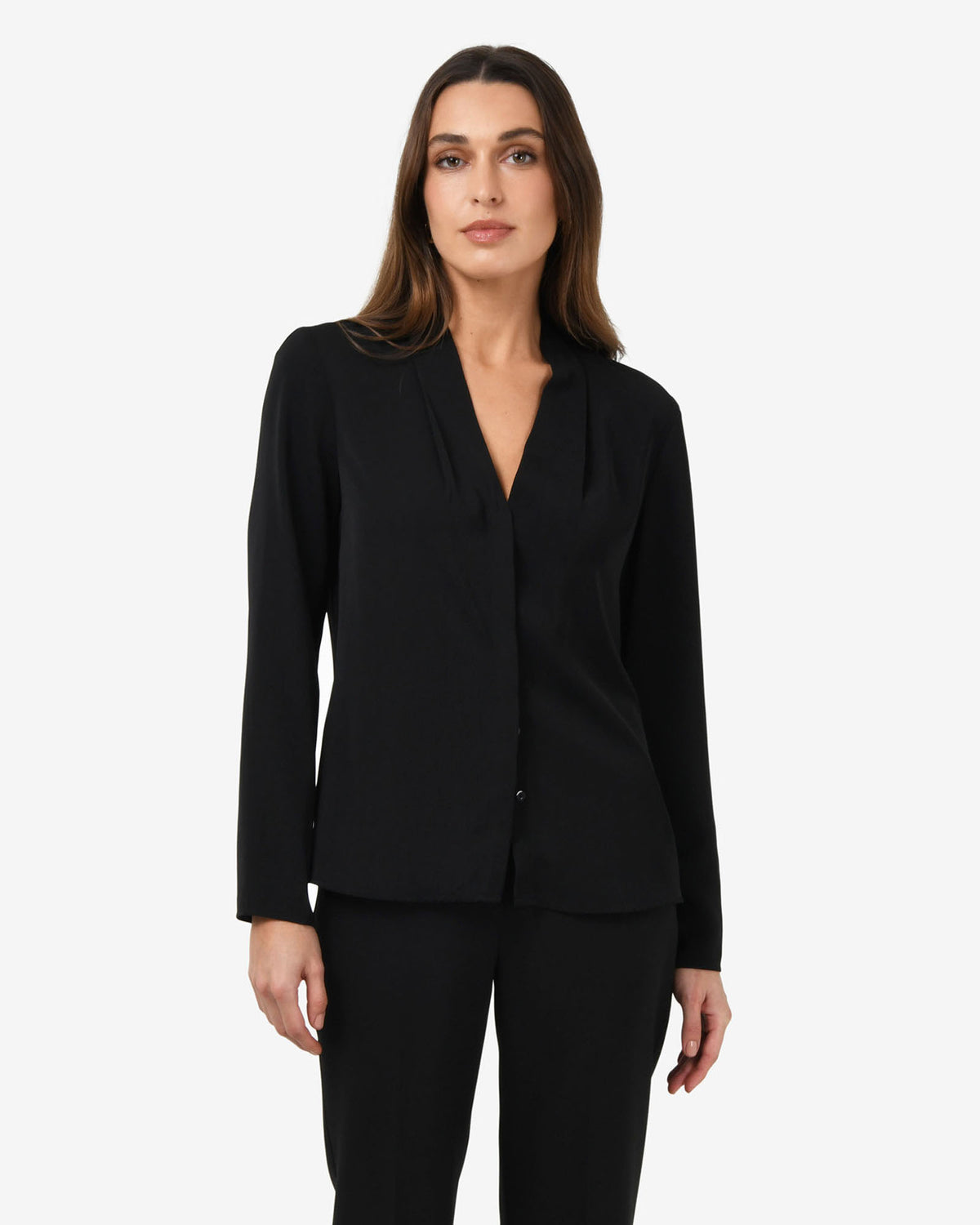 Lilian 2 Long Sleeve Blouse in black — close-up view