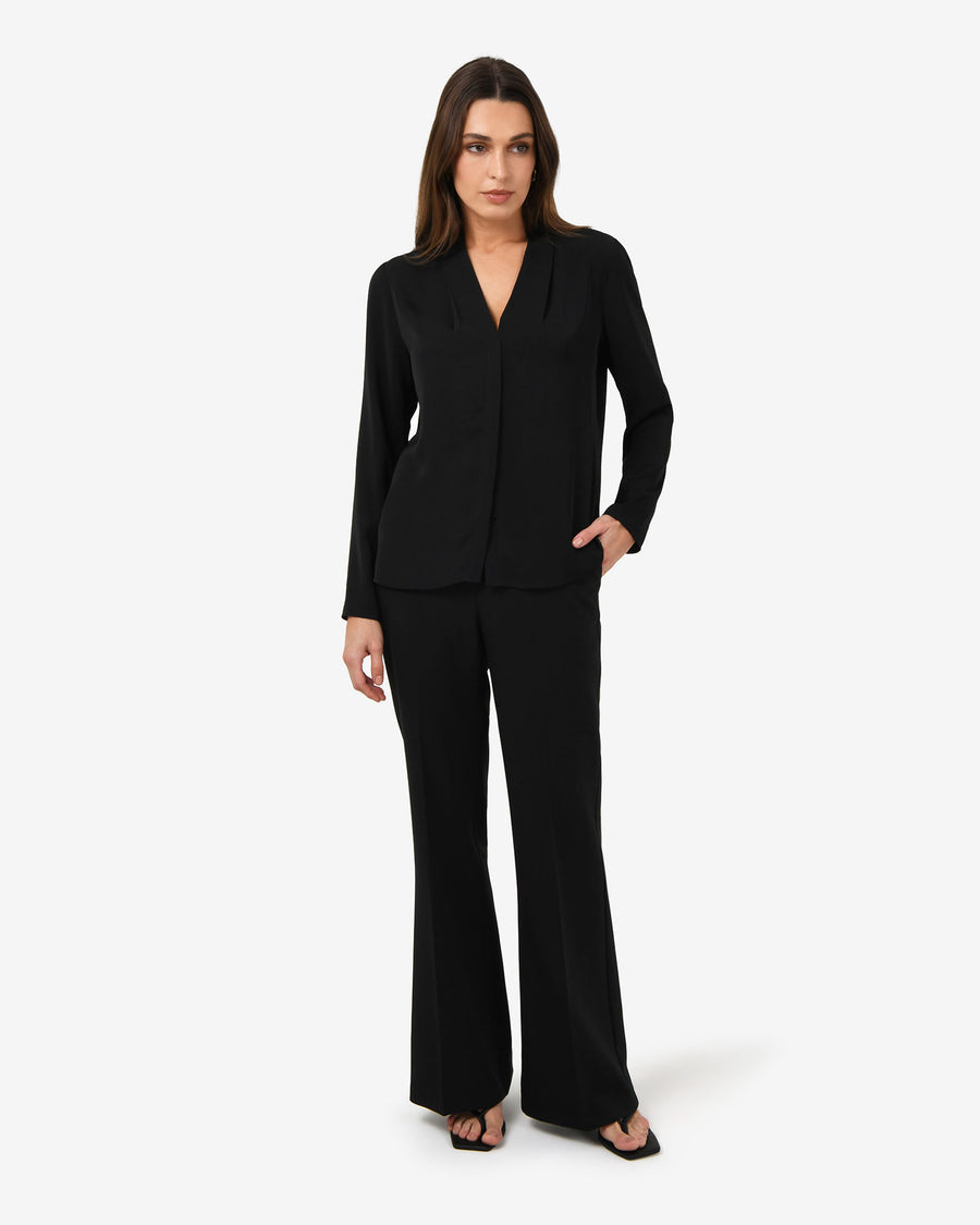 Lilian 2 Long Sleeve Blouse in black — full-length view