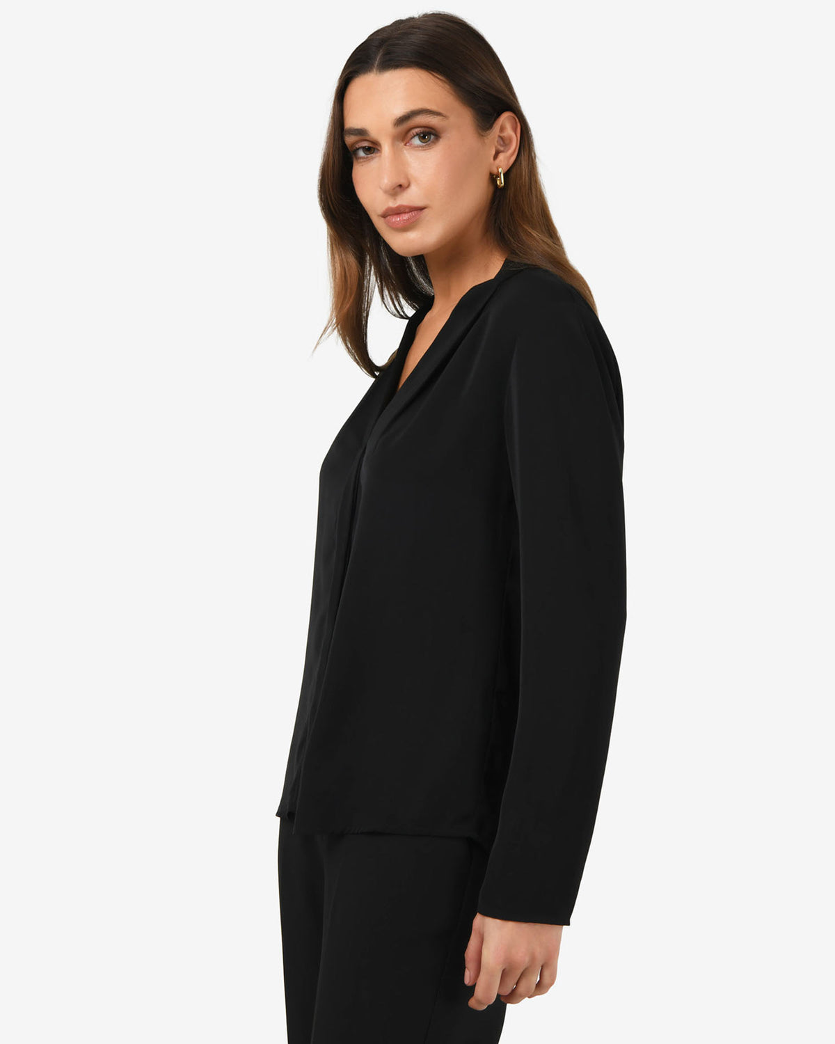 Lilian 2 Long Sleeve Blouse in black — side view