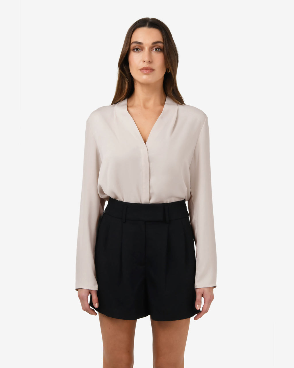 Lilian 2 Long Sleeve Blouse in ecru — close-up view