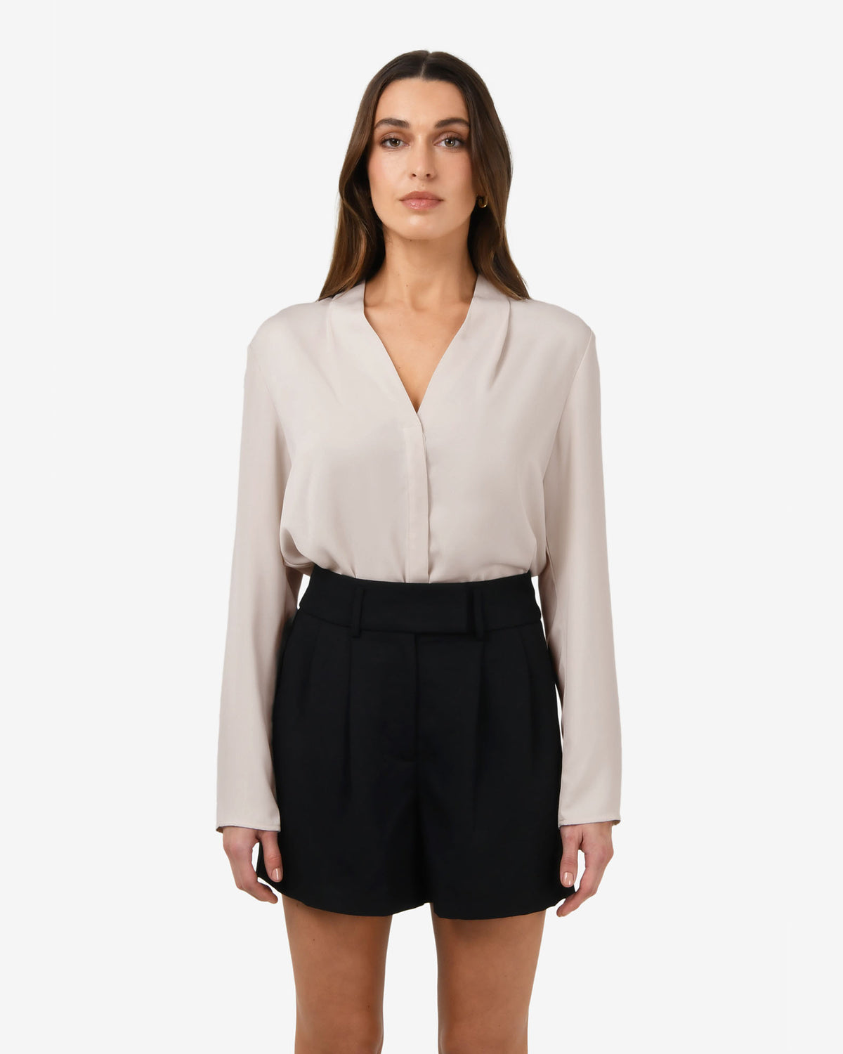 Lilian 2 Long Sleeve Blouse in ecru — close-up view