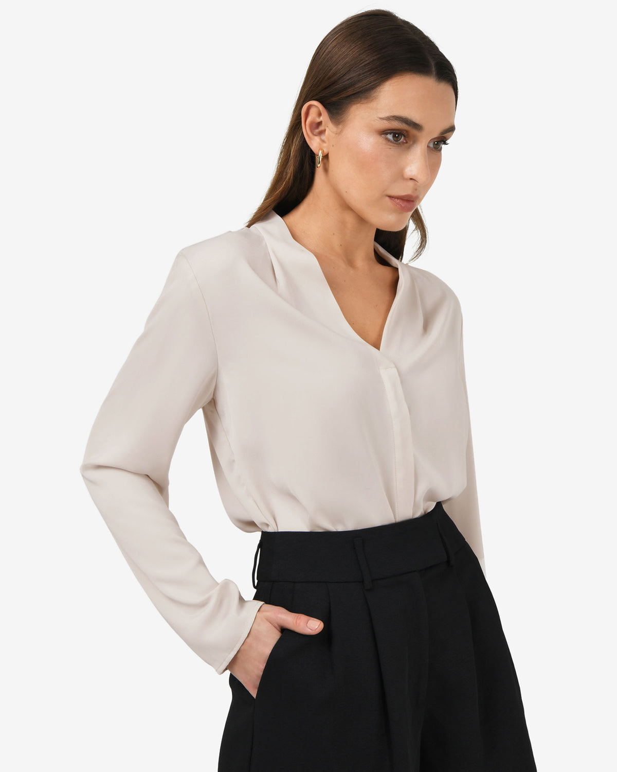 Lilian 2 Long Sleeve Blouse in ecru — side view