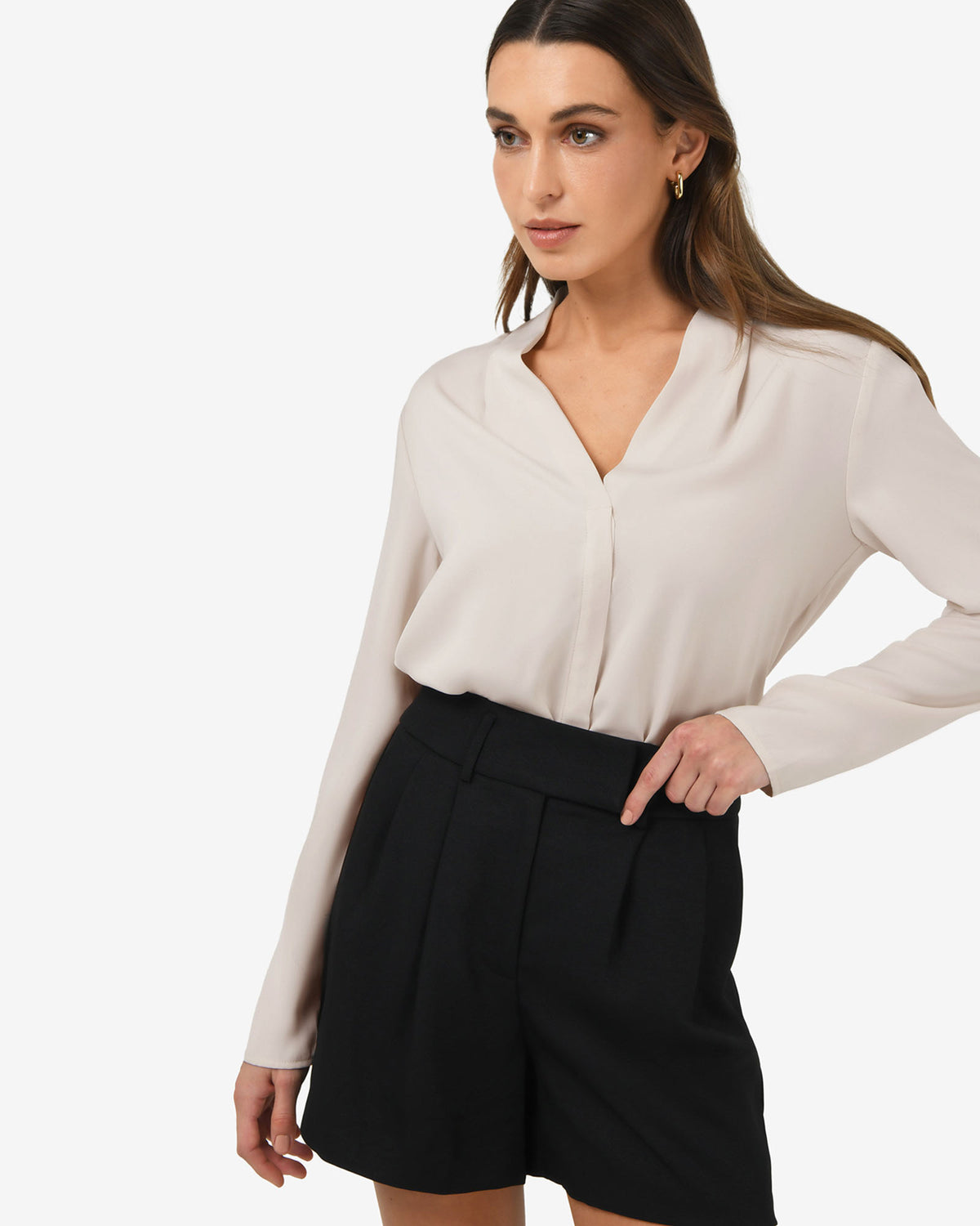 Lilian 2 Long Sleeve Blouse in ecru — side view 2