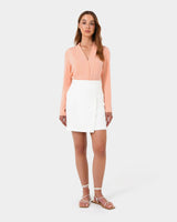 Lilian 2 Long Sleeve Blouse in light coral — full-length view