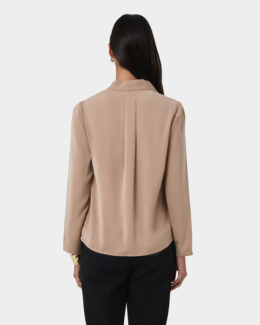 Lilian 2 Long Sleeve Blouse in sand beige — back view