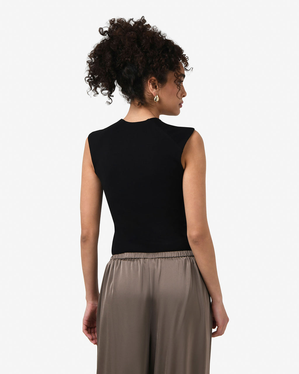 Soho Scoop Neck Top in black — back view
