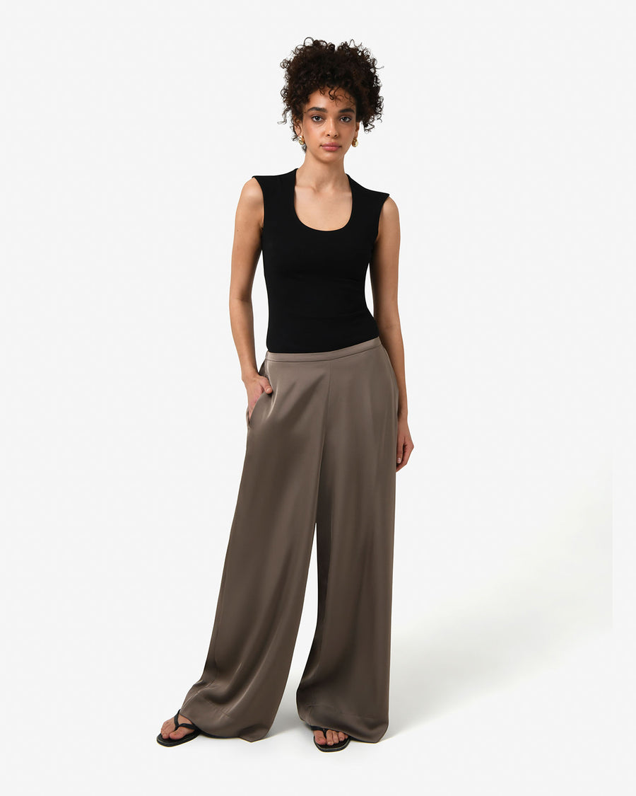 Soho Scoop Neck Top in black — full-length view