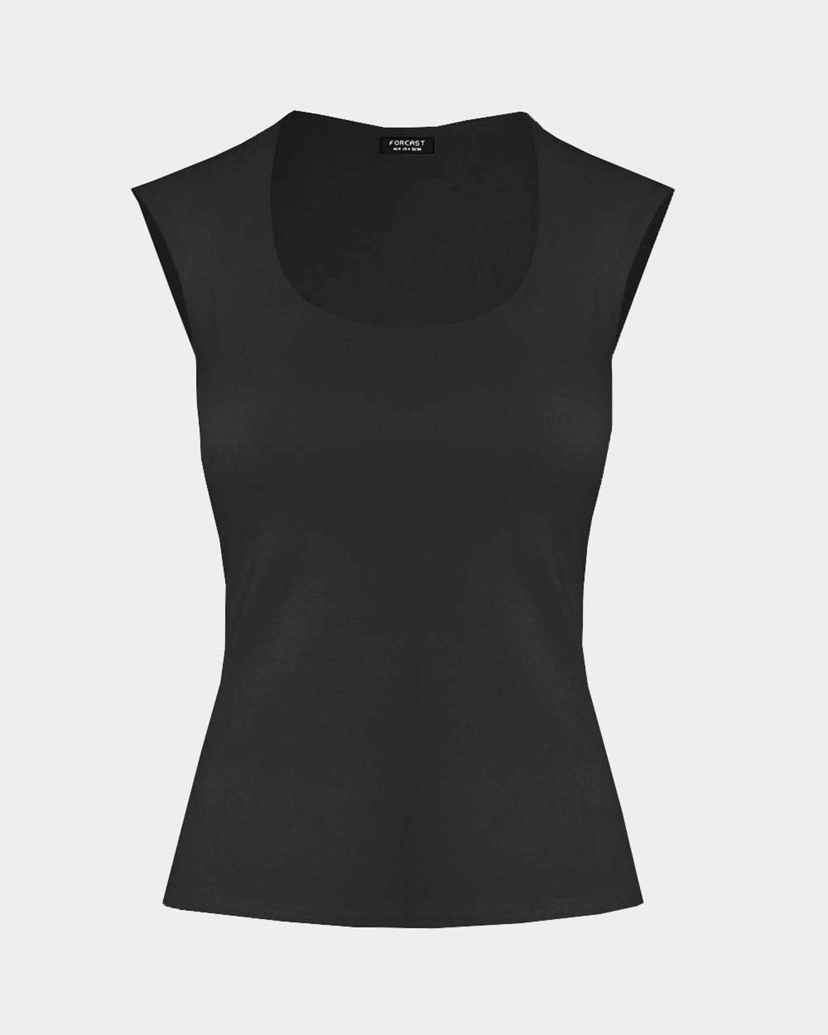 Soho Scoop Neck Top in black — product-only view