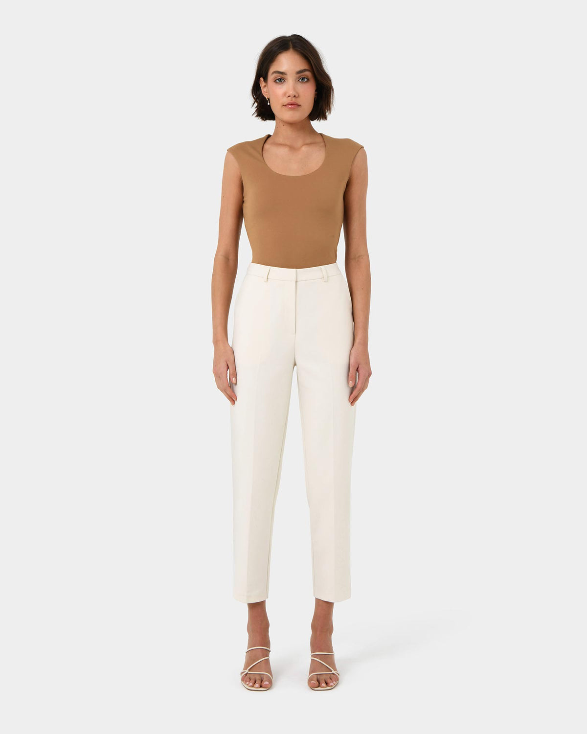 Soho Scoop Neck Top in camel — full-length view