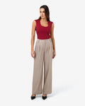 Soho Scoop Neck Top in crimson red — full-length view