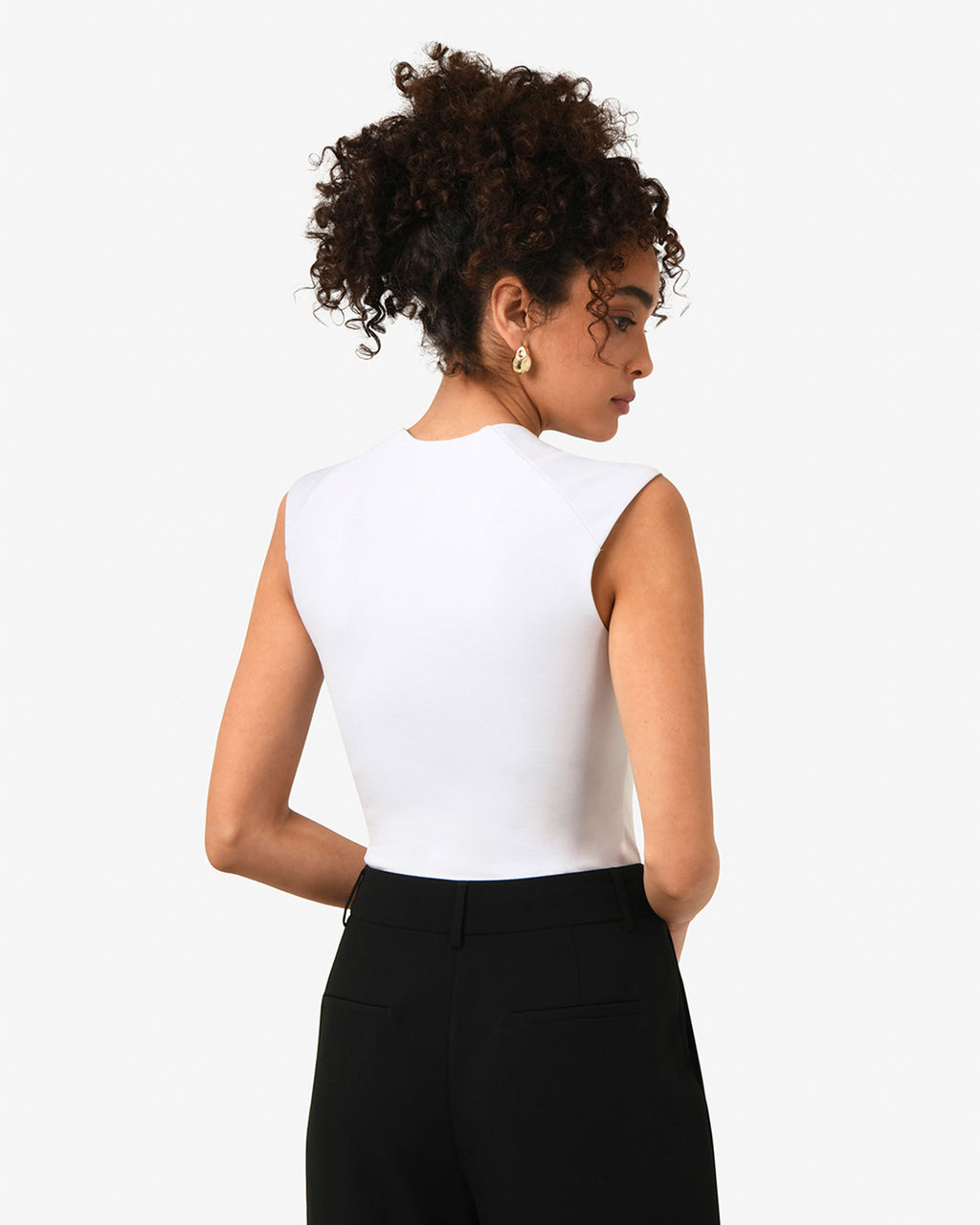 Soho Scoop Neck Top in ivory — back view