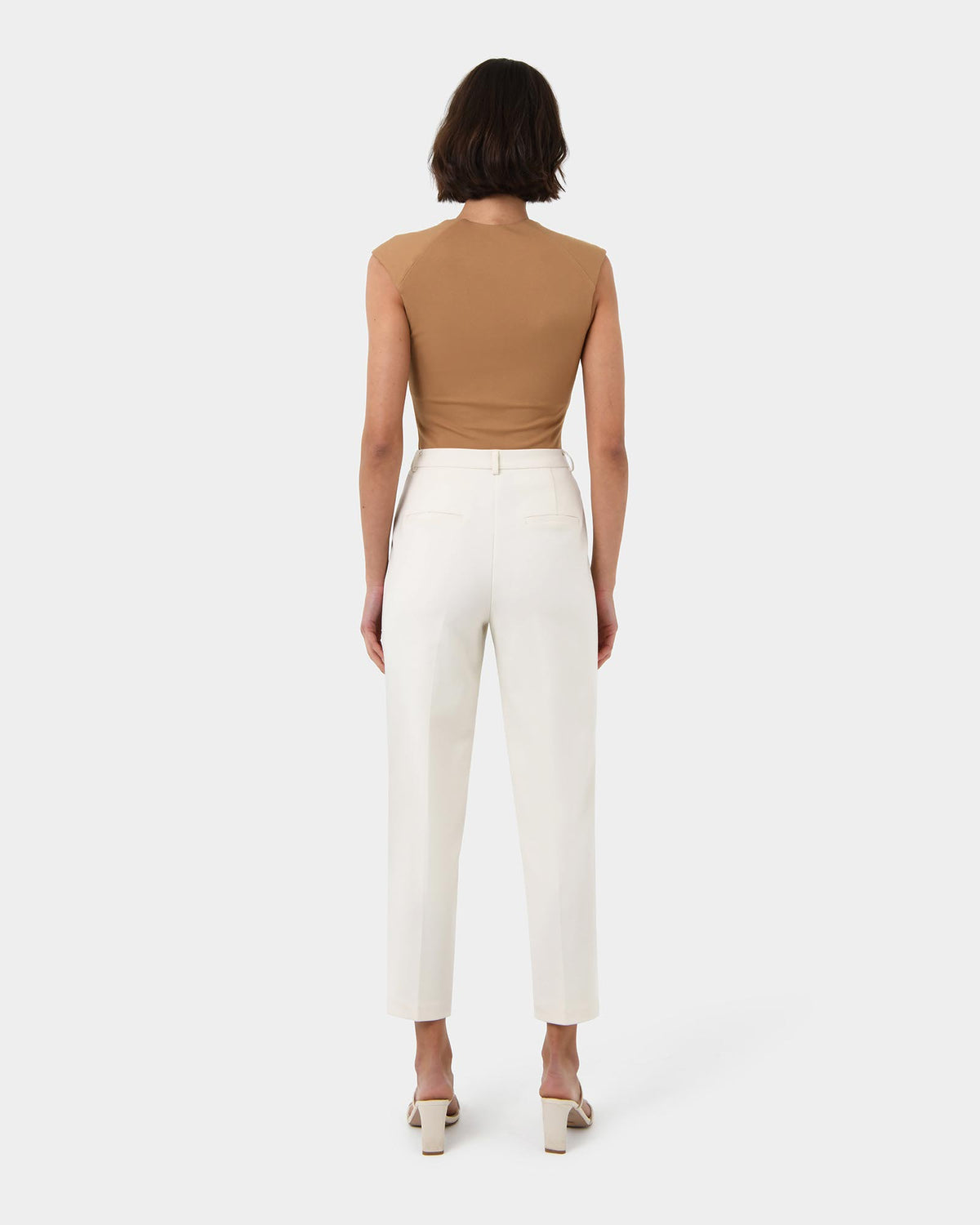 Soho Scoop Neck Top in light camel — back view