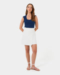 Soho Scoop Neck Top in navy — full-length view