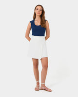 Soho Scoop Neck Top in navy — full-length view