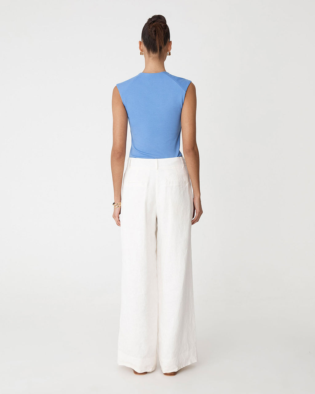 Soho Scoop Neck Top in periwinkle — back view